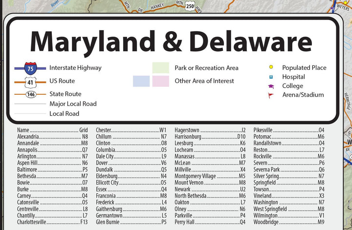 Maryland &amp; Delaware State Map