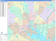 Color Cast Zip Code Style Wall Map of Baltimore by Market Maps