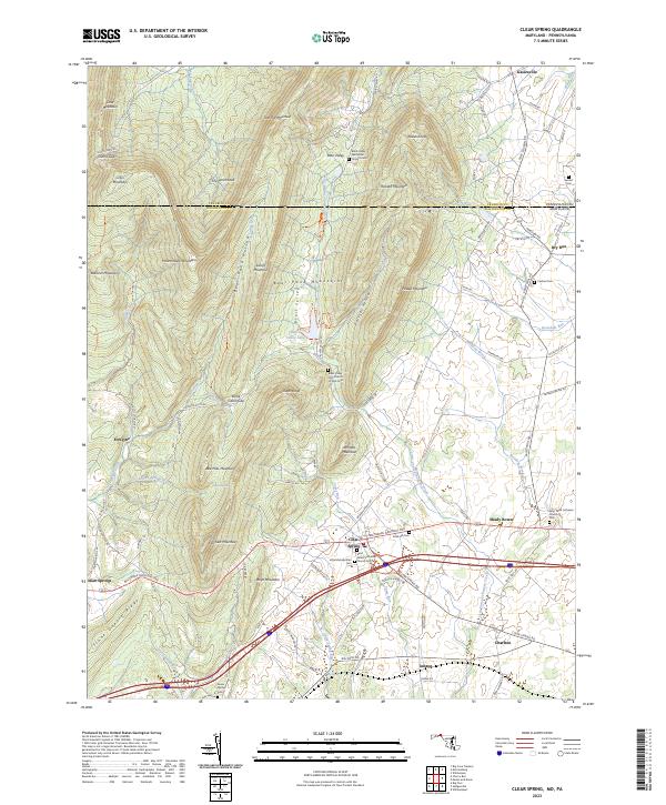 US Topo 7.5-minute map for Clear Spring MDPA – American Map Store