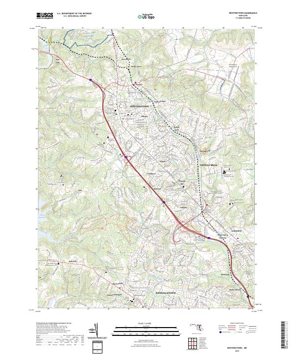 US Topo 7.5-minute map for Reisterstown MD