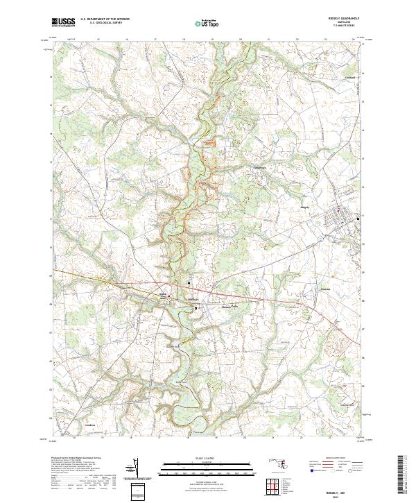 Fort Ridgely Map US Topo 7.5-minute map for Ridgely MD – American Map Store