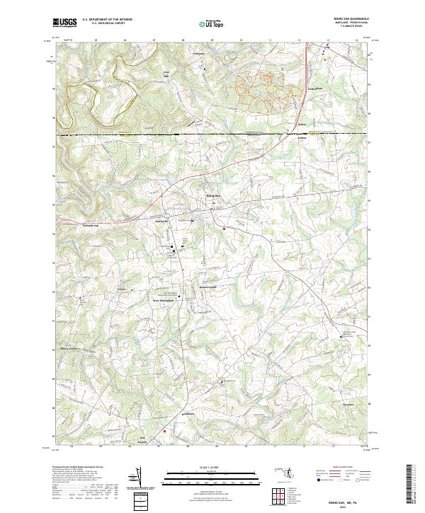 US Topo 7.5-minute map for Rising Sun MDPA – American Map Store