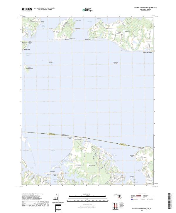 US Topo 7.5-minute map for Saint Clements Island MDVA – American Map Store