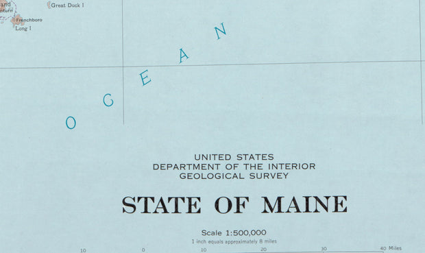 State of Maine Base Map with Highways and Contours, 1977