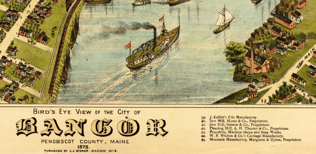 Bird's Eye View of Bangor, 1875