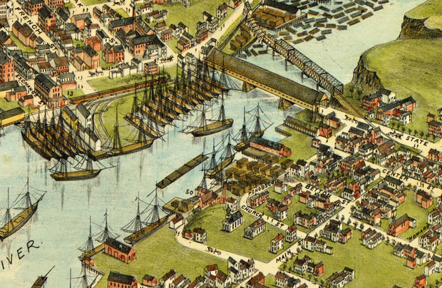 Bird's Eye View of Bangor, 1875