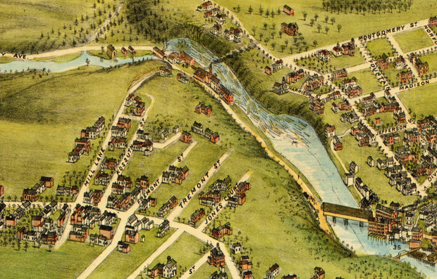 Bird's Eye View of Bangor, 1875
