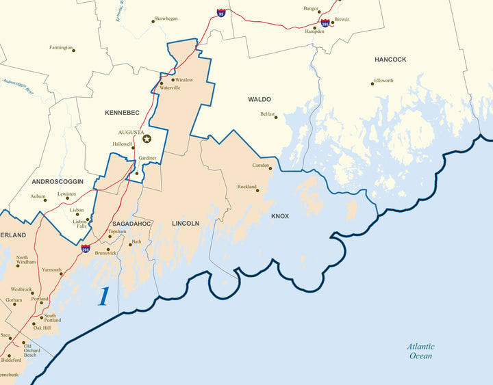 Maine Congressional District Wall Map