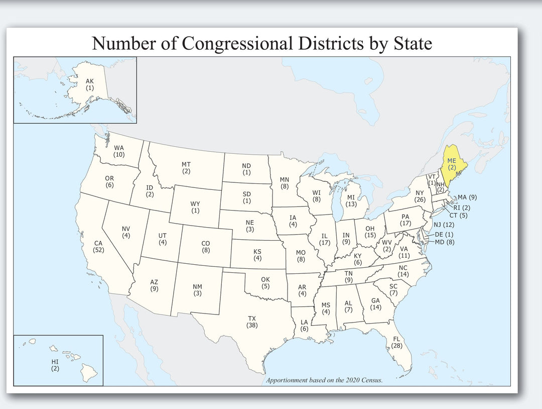 Maine Congressional District Wall Map