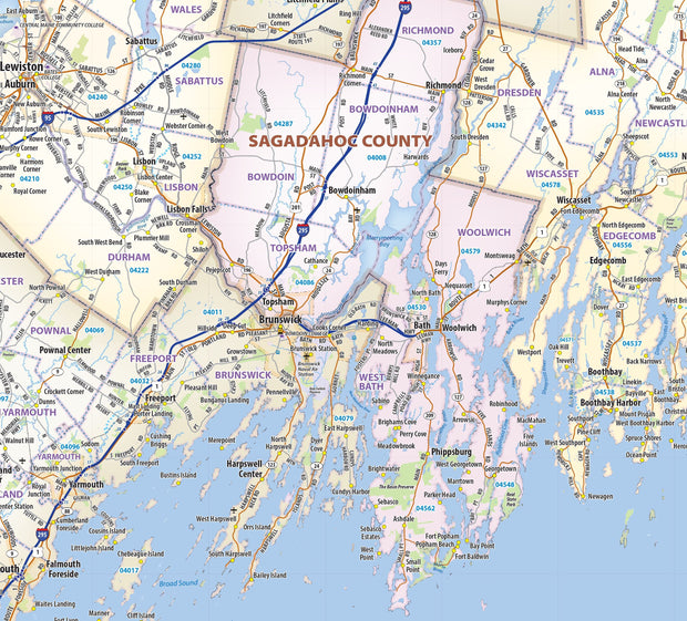 Southern Maine Regional Area Wall Map