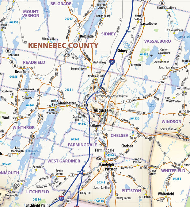Southern Maine Regional Area Wall Map