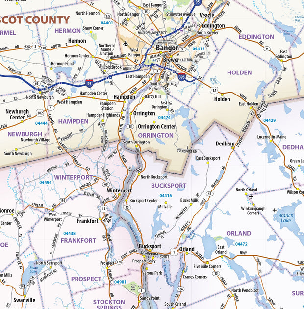 Southern Maine Regional Area Wall Map