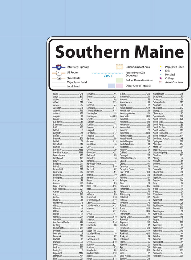 Southern Maine Regional Area Wall Map