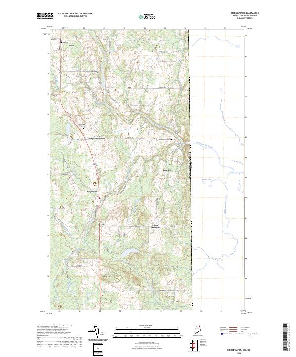 US Topo 7.5-minute map for Bridgewater MENB – American Map Store