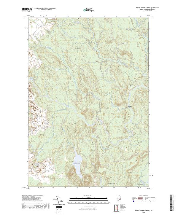 US Topo 7.5-minute map for Peaked Mountain Pond ME