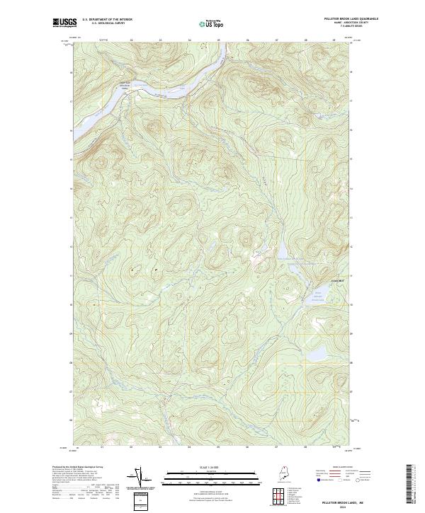 US Topo 7.5-minute map for Pelletier Brook Lakes ME