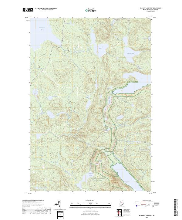 US Topo 7.5-minute map for Rainbow Lake West ME