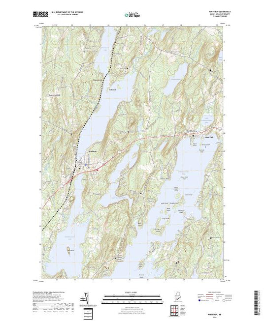 US Topo 7.5-minute map for Winthrop ME – American Map Store