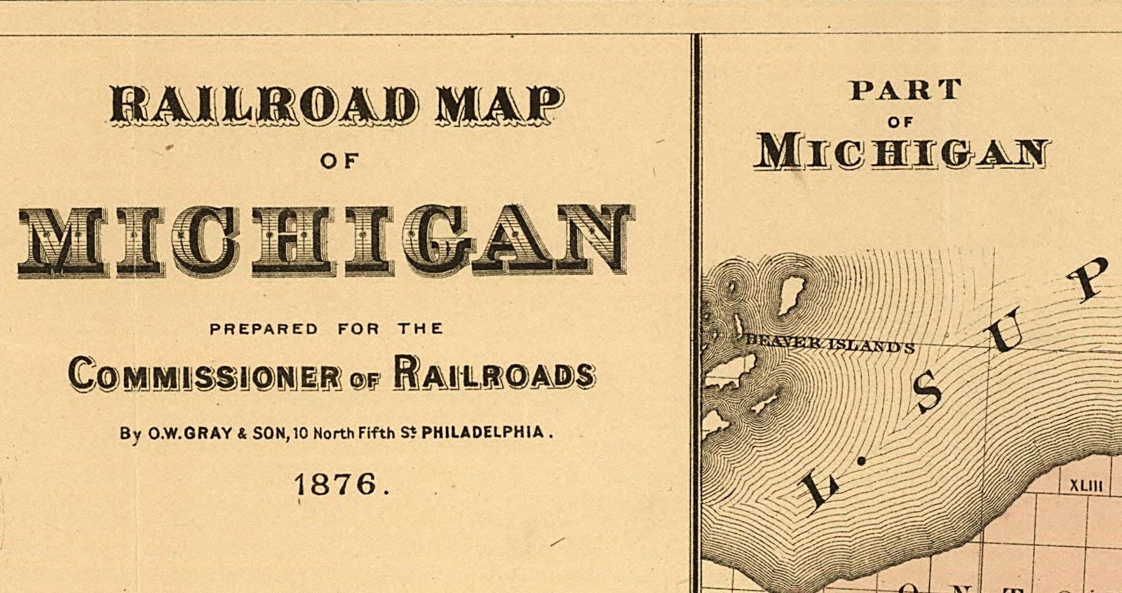 Railroad Map of Michigan, 1876
