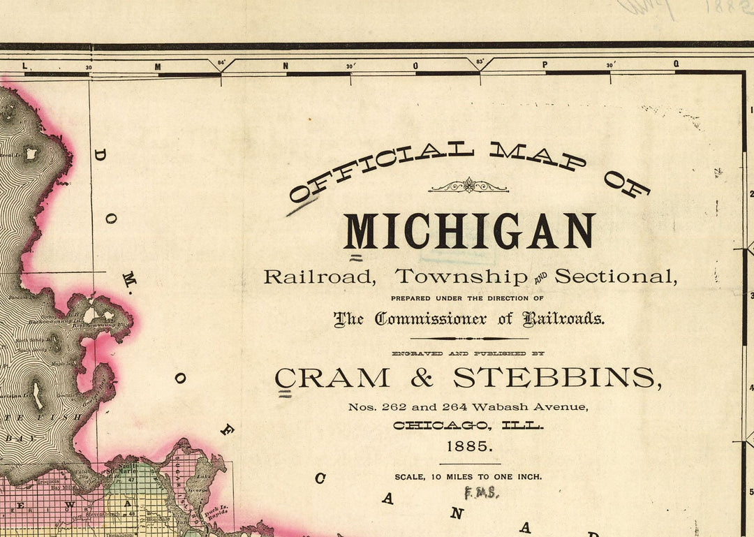 Official Map of Michigan, 1885