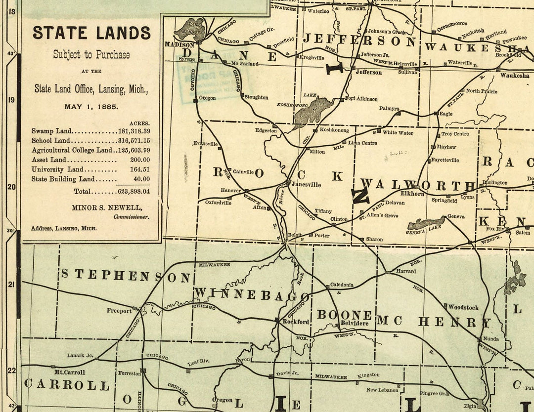 Official Map of Michigan, 1885
