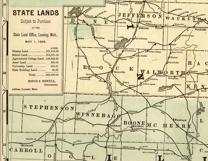 Official Map of Michigan, 1885
