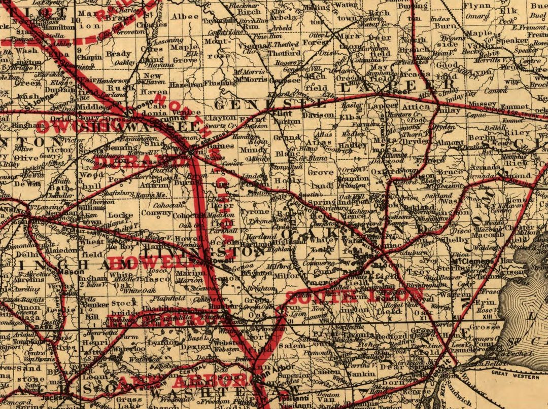 Map of Michigan Showing the Toledo, Ann Arbor, &amp; North Michigan Railway, 1886