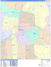 Colorcast Zip Code Style Wall Map of Grand Rapids, MI. by Market Maps