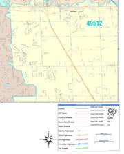 Colorcast Zip Code Style Wall Map of Grand Rapids, MI. by Market Maps