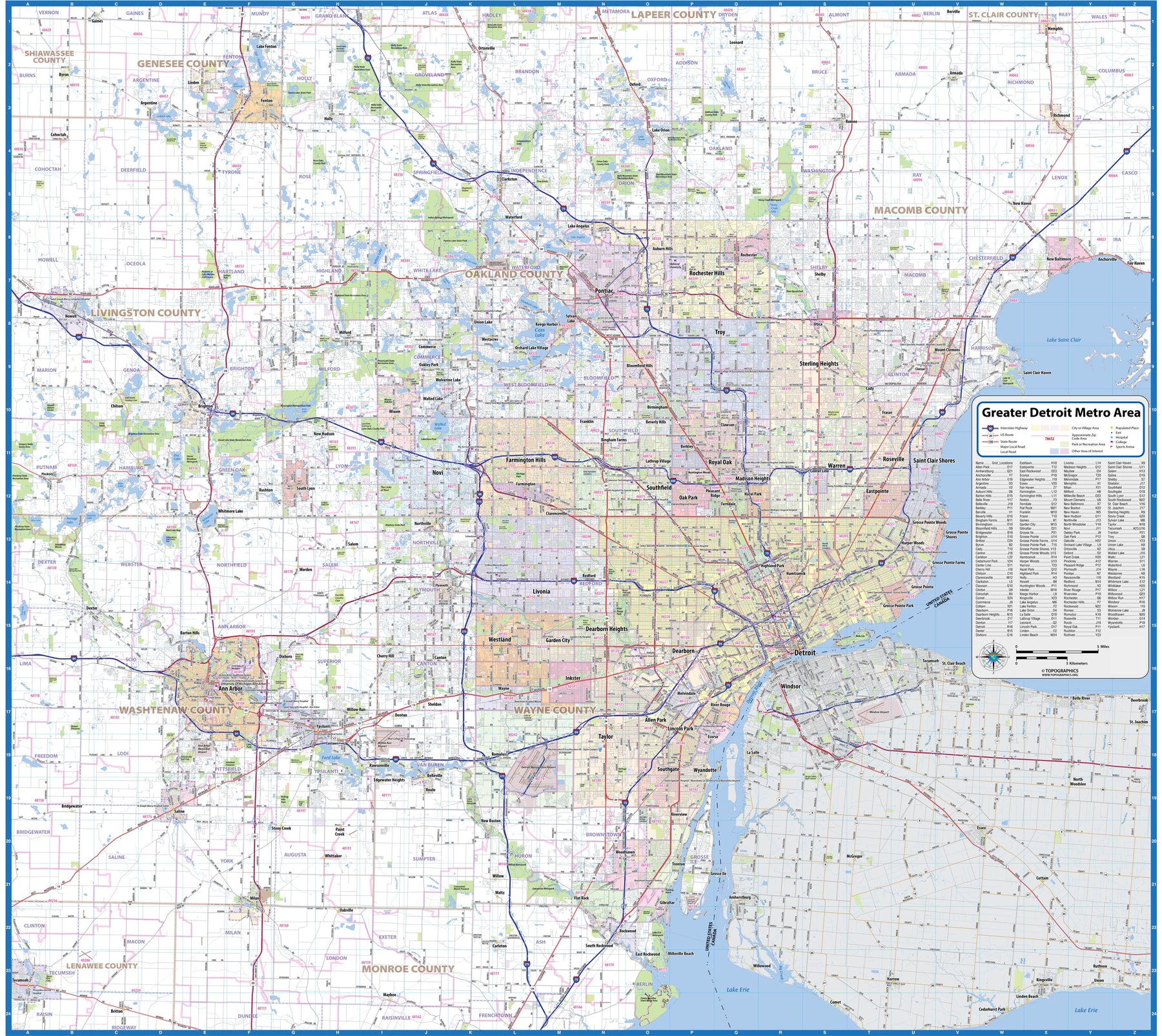 Greater Detroit Metro Area – American Map Store