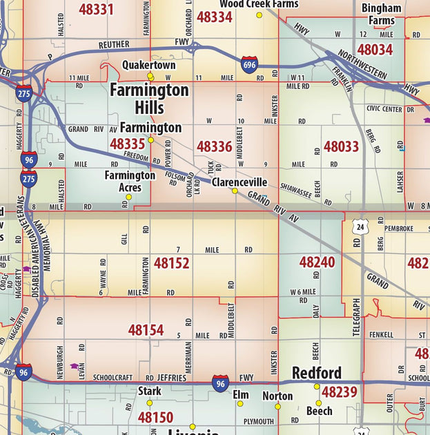 Detroit Metro Area Zip Code Wall Map – American Map Store