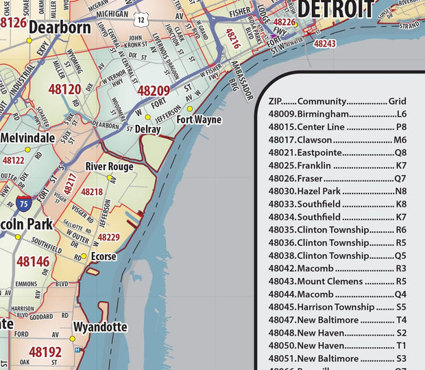 Detroit Metro Area Zip Code Wall Map – American Map Store