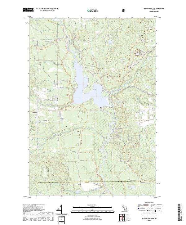 US Topo 7.5-minute map for Alcona Dam Pond MI