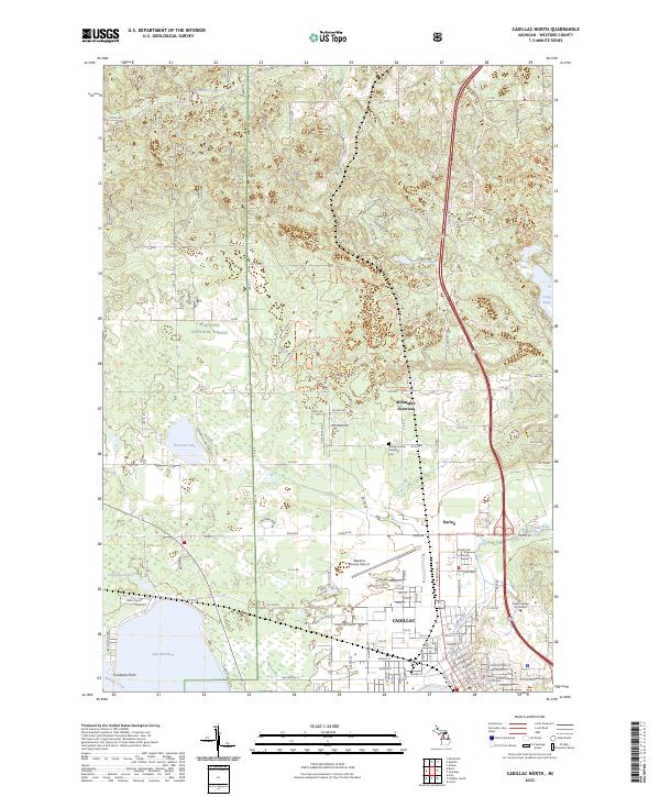 US Topo 7.5-minute map for Cadillac North MI