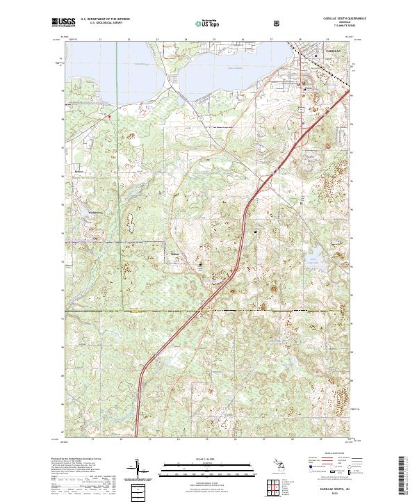 US Topo 7.5-minute map for Cadillac South MI