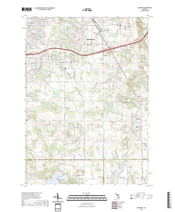 US Topo 7.5-minute map for Caledonia MI
