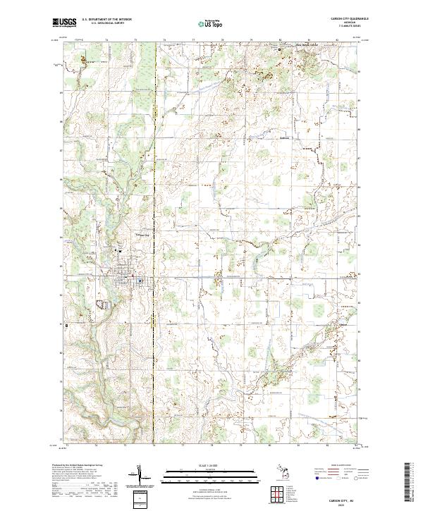 US Topo 7.5-minute map for Carson City MI