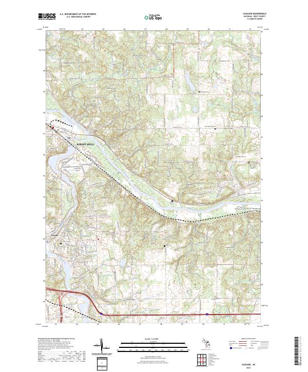 US Topo 7.5-minute map for Cascade MI