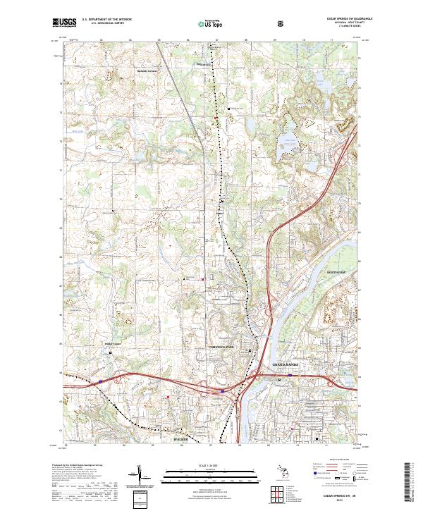 US Topo 7.5-minute map for Cedar Springs SW MI