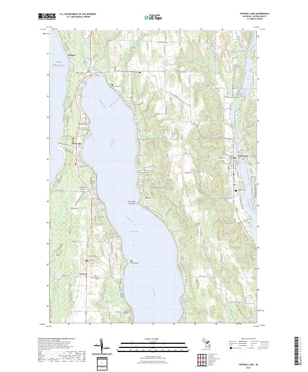 US Topo 7.5-minute map for Central Lake MI