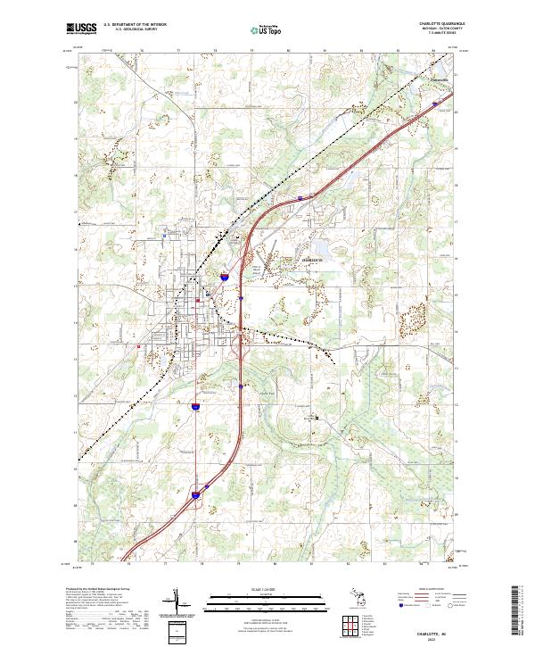 US Topo 7.5-minute map for Charlotte MI