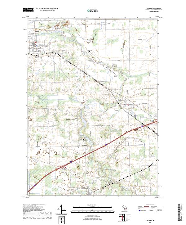US Topo 7.5-minute map for Corunna MI