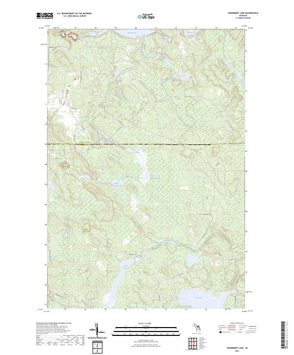 US Topo 7.5-minute map for Cranberry Lake MI