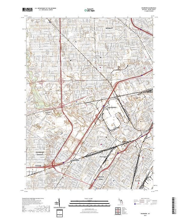 US Topo 7.5-minute map for Dearborn MI