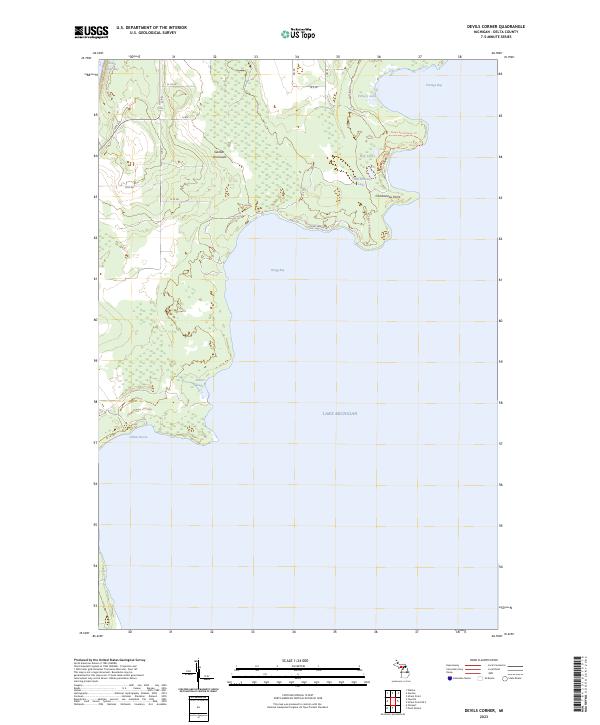 US Topo 7.5-minute map for Devils Corner MI – American Map Store