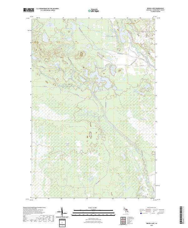 US Topo 7.5-minute map for Driggs Lake MI