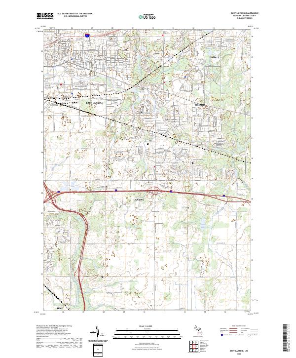 US Topo 7.5-minute map for East Lansing MI