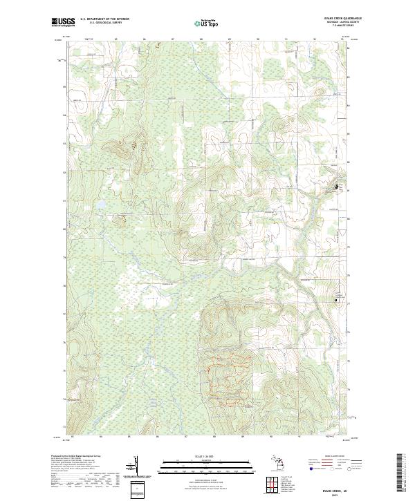 US Topo 7.5-minute map for Evans Creek MI