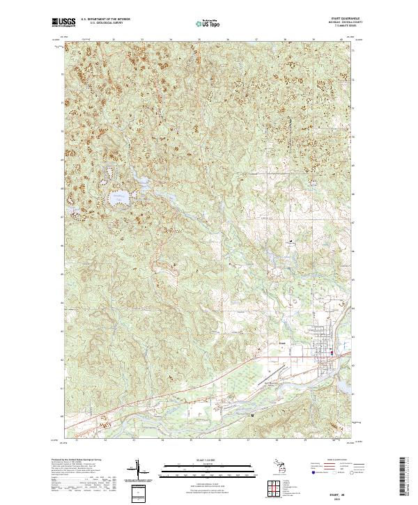 US Topo 7.5-minute map for Evart MI