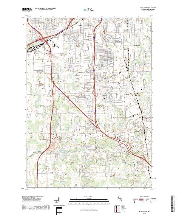 US Topo 7.5-minute map for Flint South MI